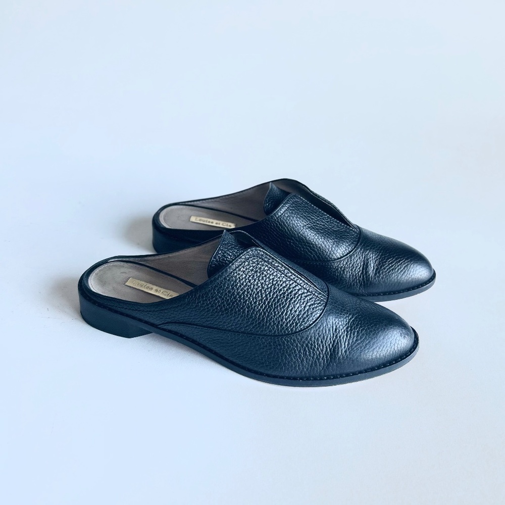 Louise et Cie Black Genuine Leather Almond Toe Mules size 8.5